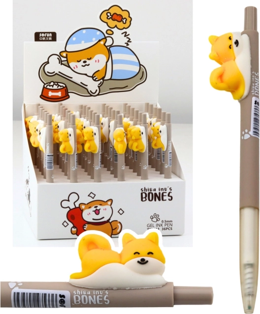 Gelpenn met Shiba-hondje figuurtje blauwe inkt 0,5 mm