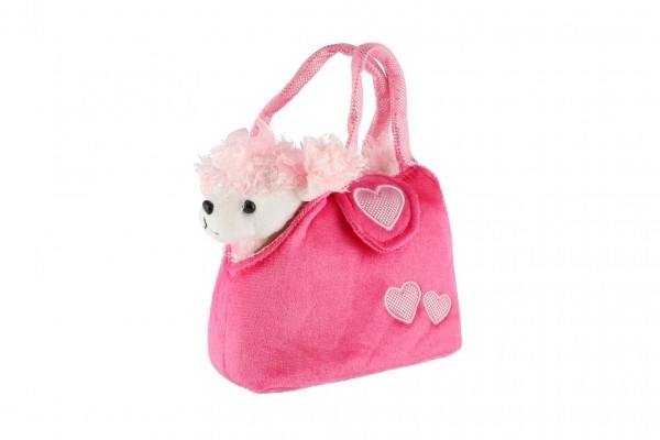 Roze pluchen poedel in tas