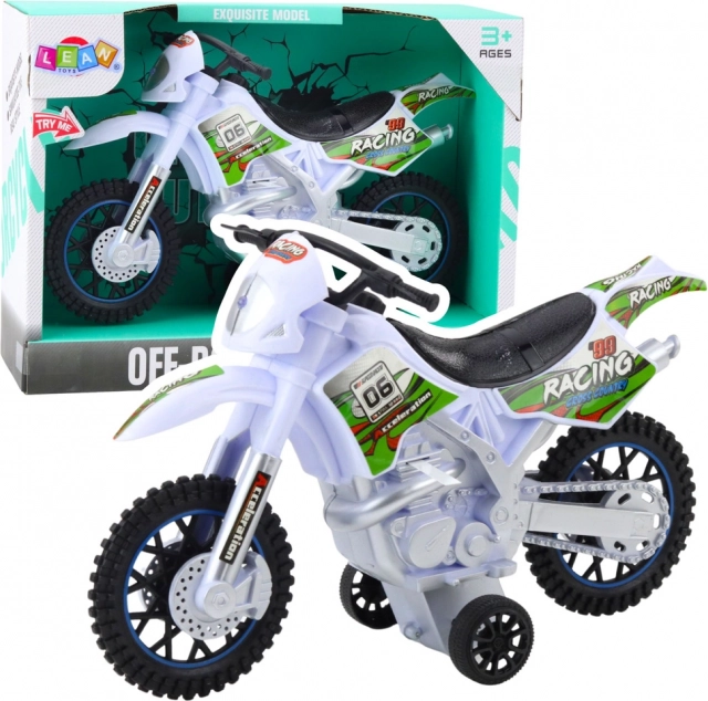 Off-road motocross toy with lights and sounds – white