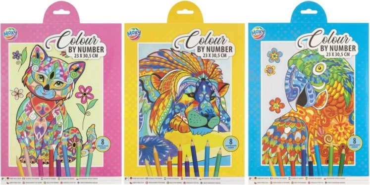 Creatieve set schilderen op nummer – leeuw, 23 × 30,5 cm, 8 kleurpotloden