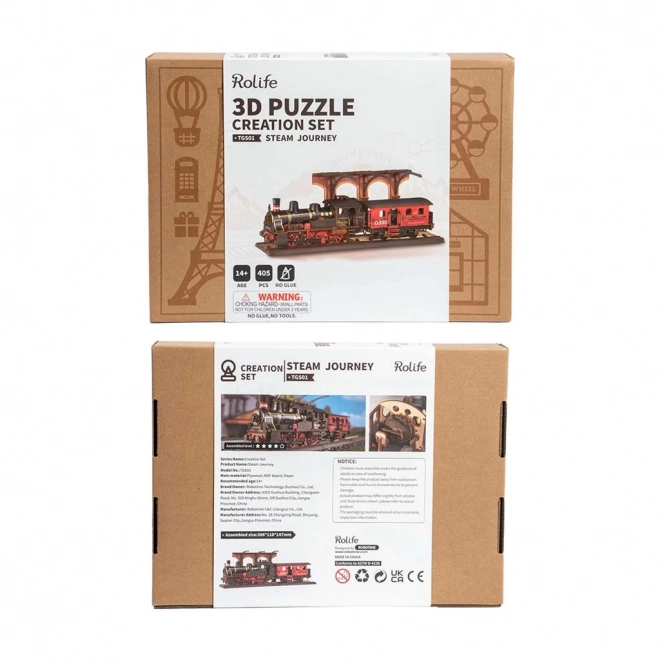 RoboTime 3D houten puzzel Vintage stoomlocomotief