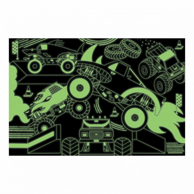 Puzzle Gloeiende Monster Trucks van Mudpuppy - 100 Stukken