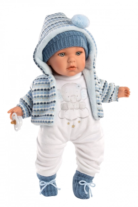 Llorens 42405 BABY ENZO - realistische pop met geluiden en zacht stoffen lichaam - 42 cm