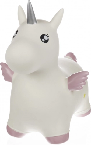 opblaasbaar springdier Skippy Unicorn met vleugels, wit/roze