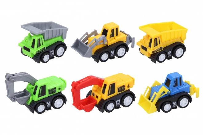 Bouwauto's set van 6 stuks, 6 cm