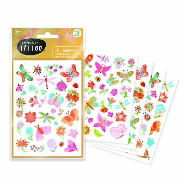 Tattoo set Vlinders en bloemen