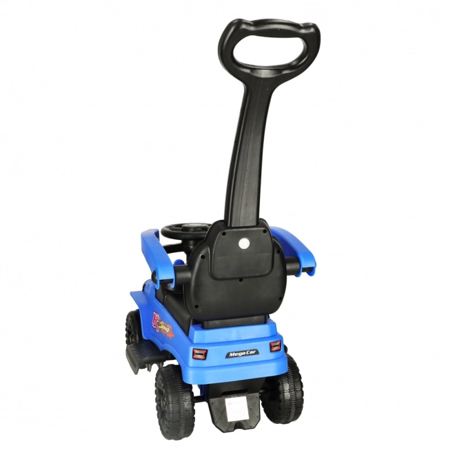 Off-road loopauto met duwstang, lichten en geluid blauw