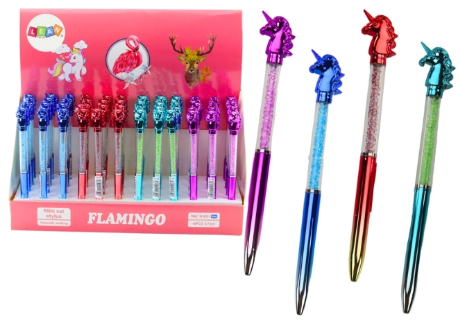Stylo Licorne avec diamants Recharge bleue 0,7 mm Mix