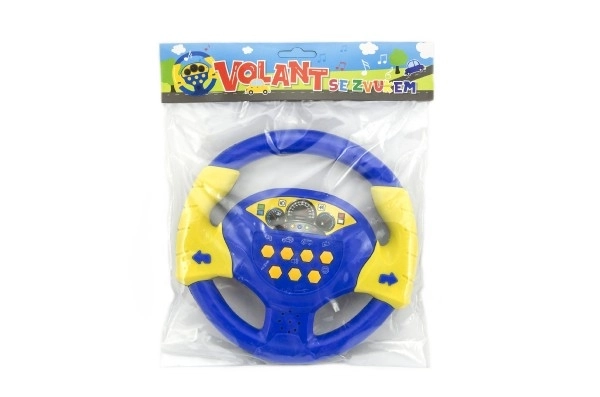 Stuur blauw plastic 20 cm op batterijen met geluid in zak Tsjechisch ontwerp