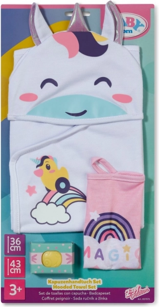 Baby born set de serviettes avec licorne et arc-en-ciel