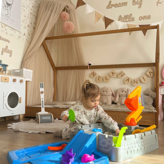 Draagbare zandbak WOOPIE Kasteel met 9 accessoires