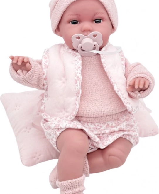 realistische Babypuppe mit Bewegungsfunktion und weichem Stoffkörper 34 cm