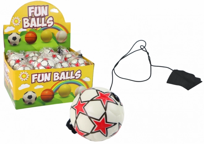 Fußball-Jojo-Ball an Gummischnur 6 cm – weiß mit Sternchen