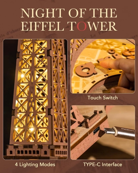RoboTime 3D Houten puzzel Rolife Nacht van de verlichte Eiffeltoren