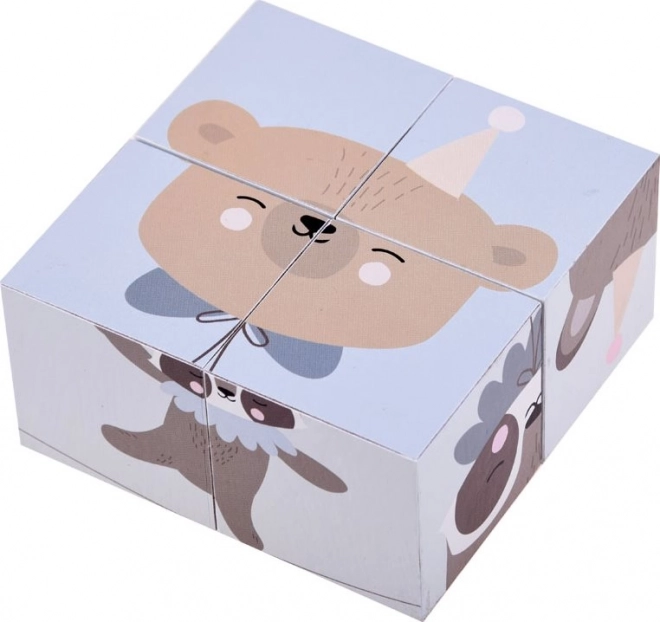 Holzpuzzle-Würfel mit Tieren