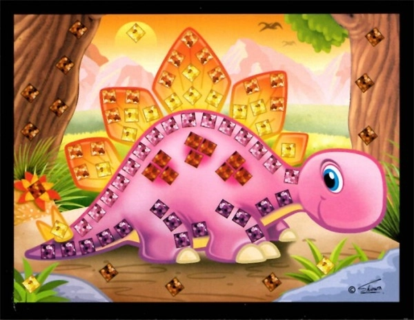 Mozaïek afbeelding mini glitter dinosaurus 10x12cm mix soorten