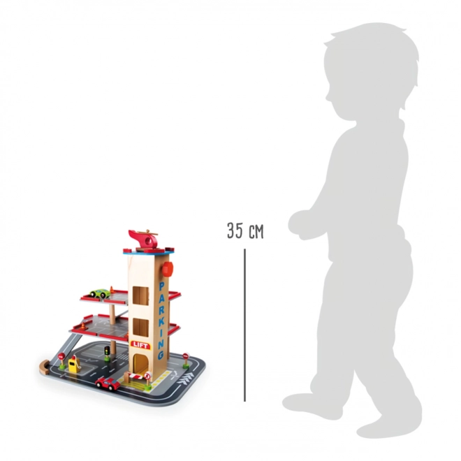 Wooden Parking Garage with Elevator - Small Foot