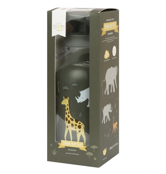 A Little Lovely Company Stainless steel drinking bottle 500 ml – Animals of the savannah
