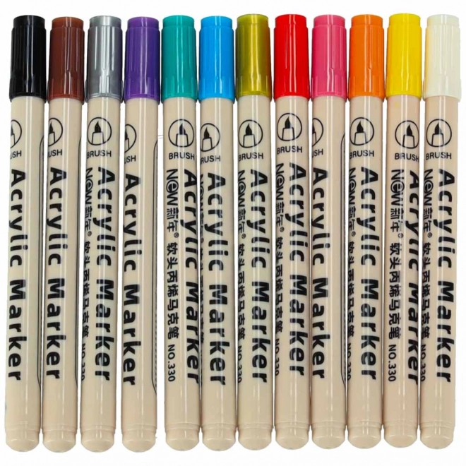 Marqueurs Acryliques Imperméables pour Tissus et Pierres DIY 12 pcs