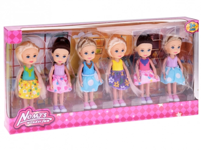 Mooie mini poppen 12 cm set van 6 stuks