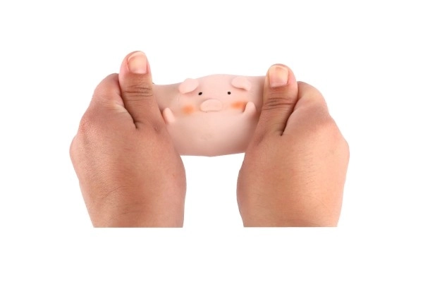 Varken/varkentje anti-stress knijpfiguurtje siliconen 6cm 4 varianten 24 stuks in doos