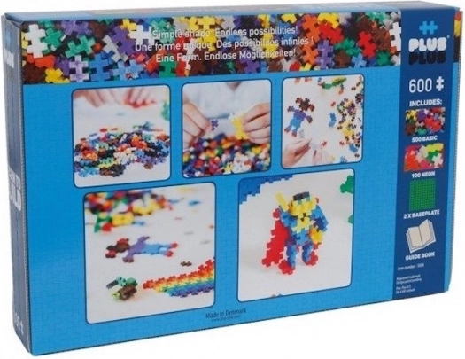 Jeu de construction PLUS-PLUS mini mix 600 pcs (basic/neon) + 2 plaques