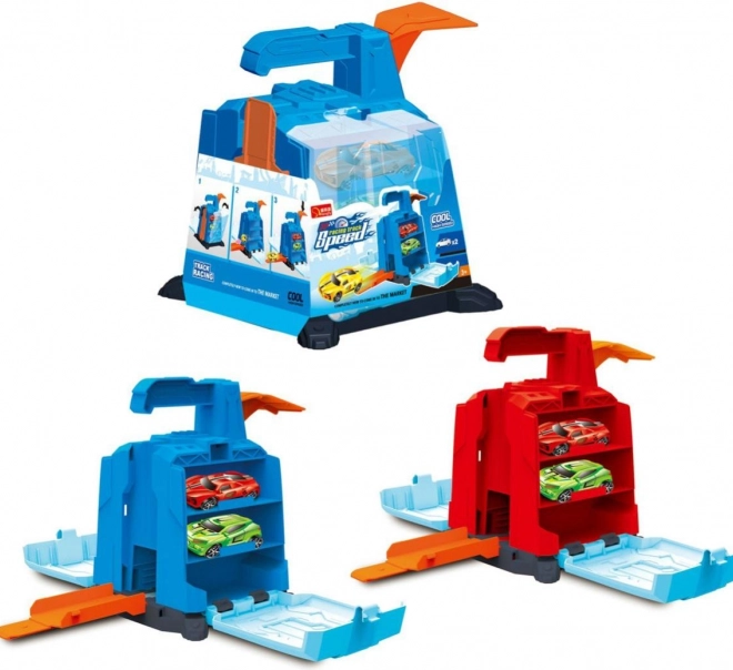 Plastic Garage with Launching Mechanism for 2 Cars