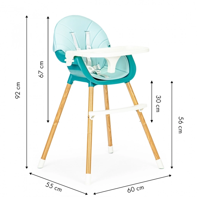 Ecotoys Eetstoel 2-in-1 turquoise
