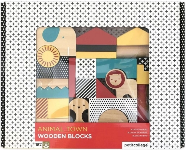 Petit Collage houten blokken met dieren (26 stuks)