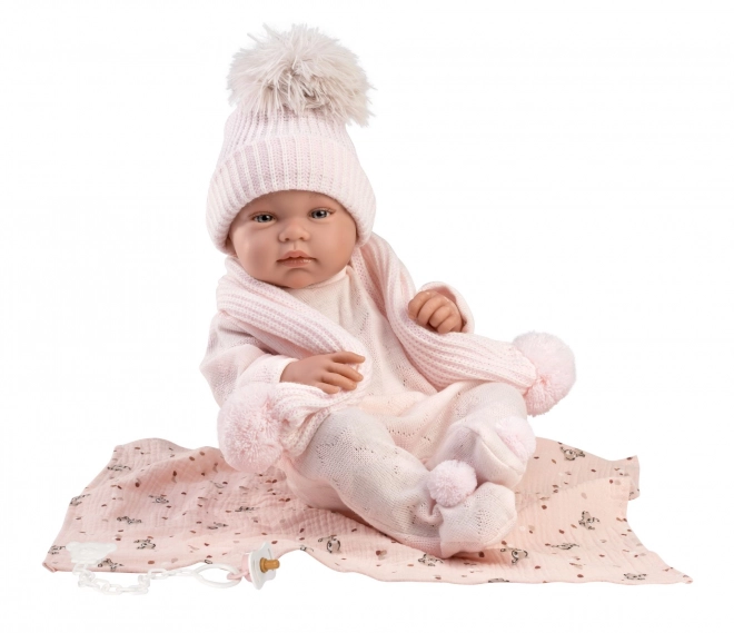 Llorens 84338 NIEUWE GEBOREN MEISJE - realistische babypop met compleet vinyllichaam - 43 cm