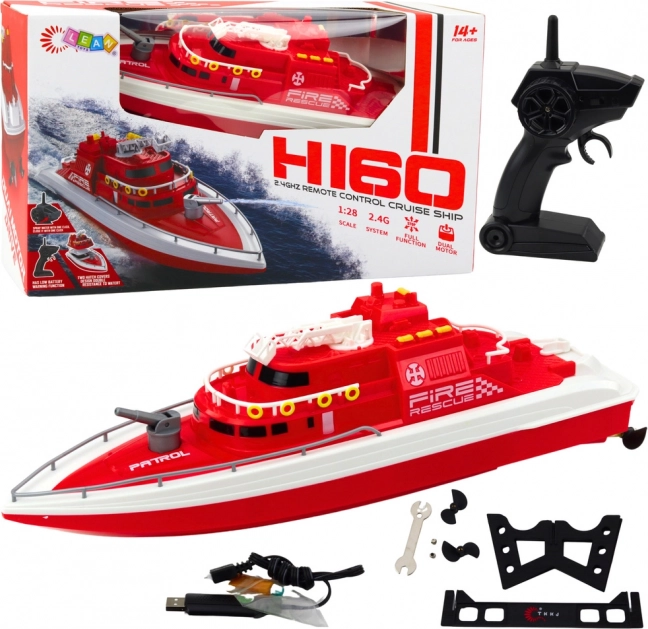 Red Remote-Controlled Rescue Motor Boat 1:28