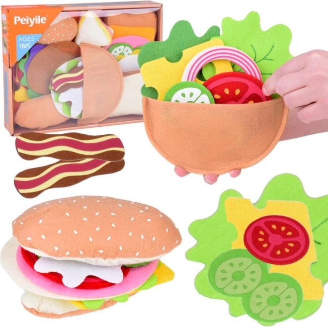 Zachte textielset voor het maken van sandwiches – brood en groenten voor kinderen