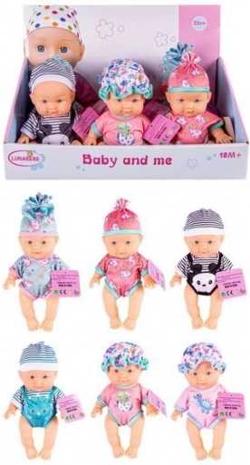 Babypop met muts 21 cm