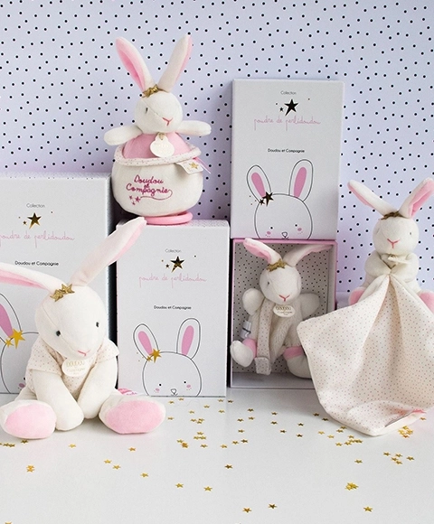Doudou Speeltje met speenhouder konijn 15 cm