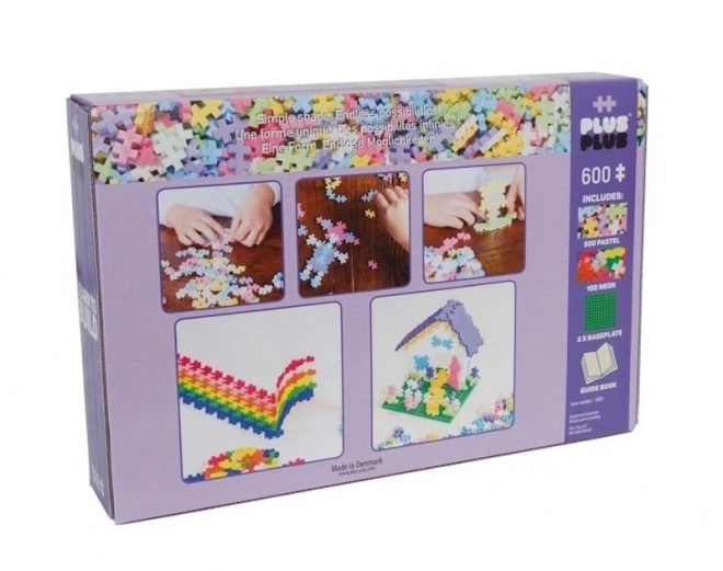 Bausteinset Plus-Plus Mini Mix 600 Stk (Pastell/Neon) + 2 Basisplatten