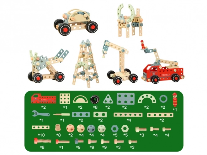 Wooden educational construction blocks set