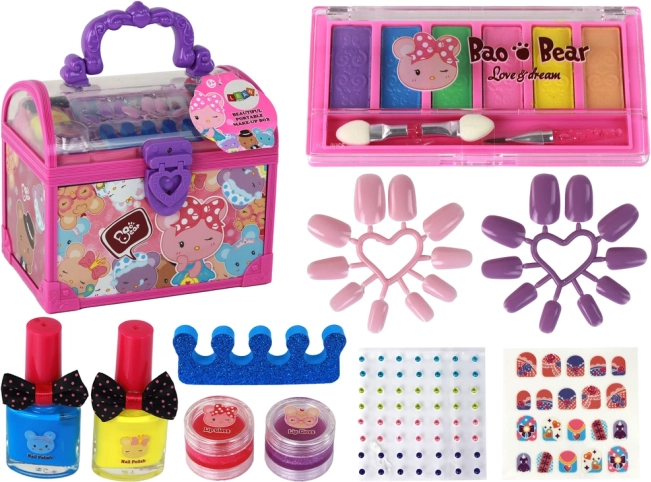 Rosa Schönheitsset Schminkkoffer DIY Make-up und Nägel