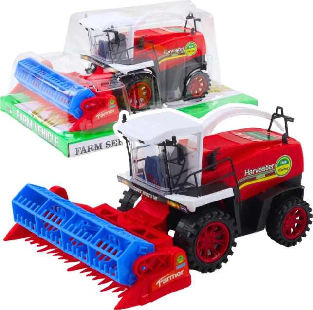 kindercombine met maaibord – rode landbouwmachine