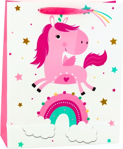 Sac cadeau pour enfants licorne arc-en-ciel rose