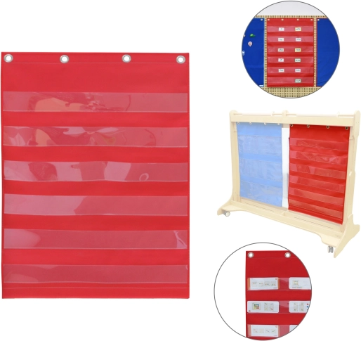 MASTERKIDZ Textile Pocket Panel for Cards, Red
