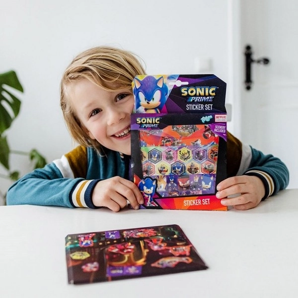 Sonic cadeau box met stickers in een doosje 18x24,5x1cm