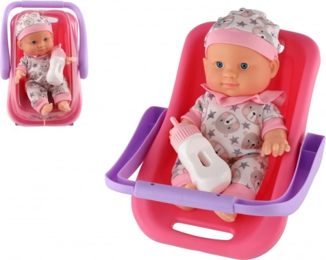 Baby doll in carrier with bottle 22 cm