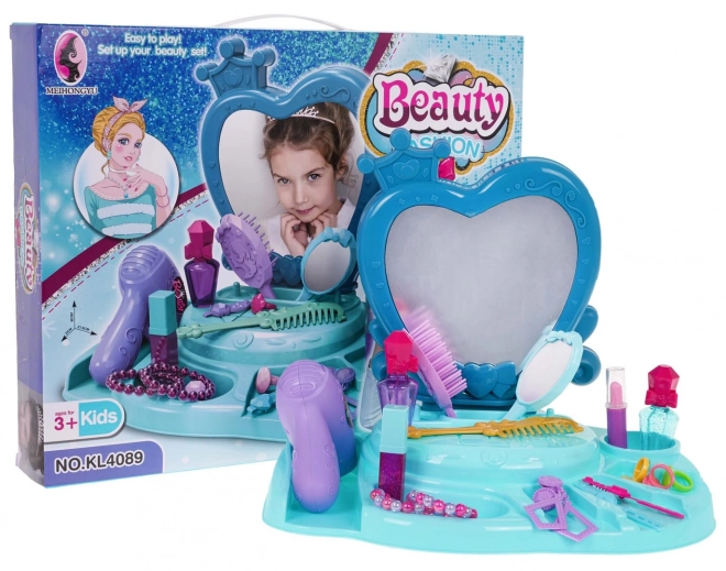 Kinderschminktisch Beauty Fashion Blau mit Zubehör