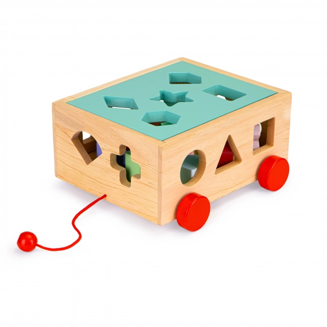 Houten karretje voor vormensortering met blokken - educatieve blok voor kinderen