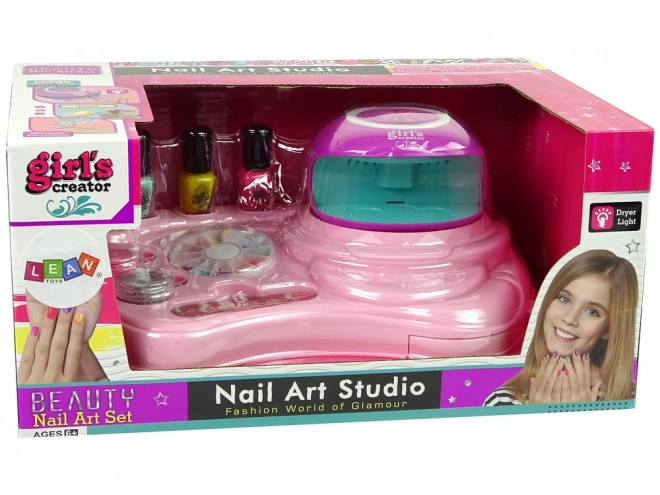 Kinderset zur Nagelverzierung mit Glitzer und Lampe