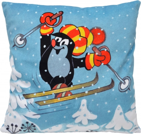 Mole Pillow with Skier Motif 30x30 cm