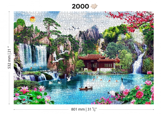 Houten puzzel Watervallen in de Japanse tuin