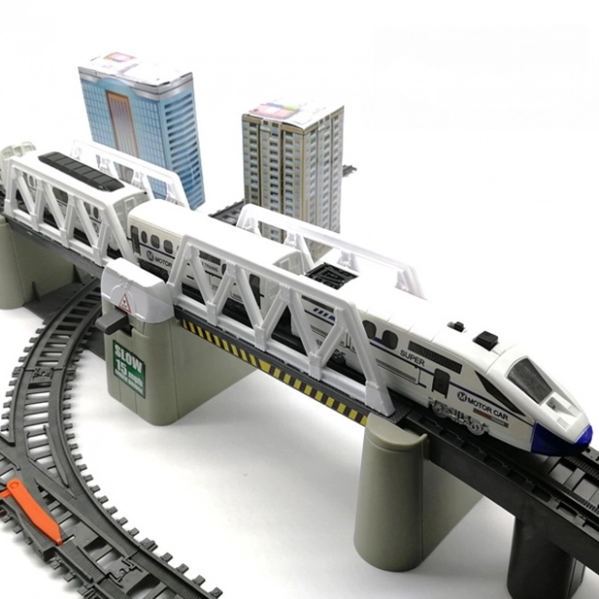 Elektrische treinen set Woopie met brug en tunnel