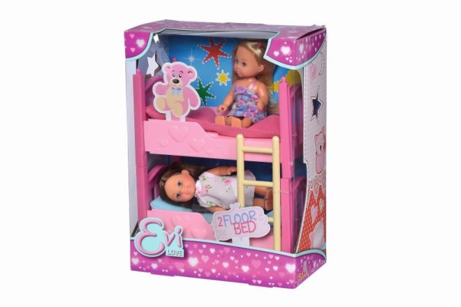 Twee Evičík's met stapelbed en accessoires