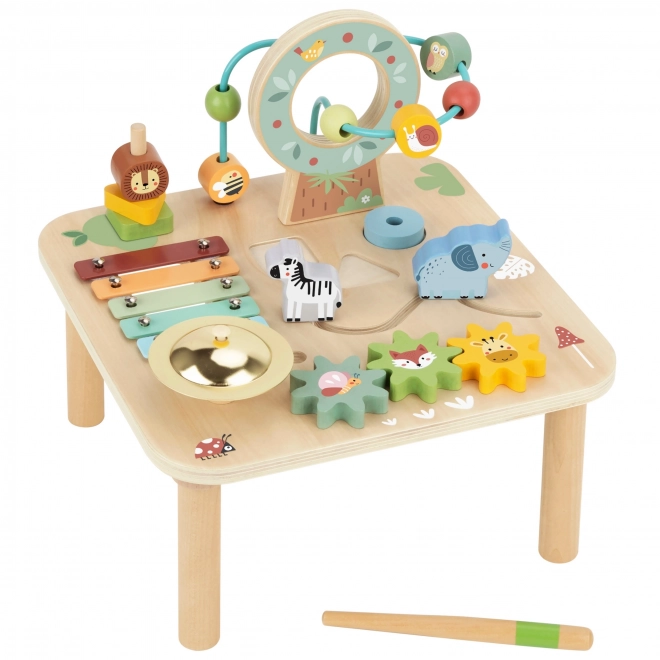 Table d'apprentissage en bois avec labyrinthe musical 5 en 1